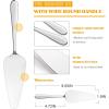 5-Piece Pie Server, E-far Hammered Stainless Steel Cake Server Spatula for Cutting Pastry Cheese Pizza, Serrated Edge with Square Handle, Mirror Polished & Dishwasher Safe-8.9 Inch(Oval Shaped Handles)