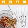 5-Piece Pie Server, E-far Hammered Stainless Steel Cake Server Spatula for Cutting Pastry Cheese Pizza, Serrated Edge with Square Handle, Mirror Polished & Dishwasher Safe-8.9 Inch(Oval Shaped Handles)
