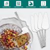 5-Piece Pie Server, E-far Hammered Stainless Steel Cake Server Spatula for Cutting Pastry Cheese Pizza, Serrated Edge with Square Handle, Mirror Polished & Dishwasher Safe-8.9 Inch(Hammered Square Handles)