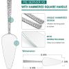5-Piece Pie Server, E-far Hammered Stainless Steel Cake Server Spatula for Cutting Pastry Cheese Pizza, Serrated Edge with Square Handle, Mirror Polished & Dishwasher Safe-8.9 Inch(Hammered Square Handles)