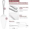 5-Piece Pie Server, E-far Hammered Stainless Steel Cake Server Spatula for Cutting Pastry Cheese Pizza, Serrated Edge with Square Handle, Mirror Polished & Dishwasher Safe-8.9 Inch(Scalloped Handles)