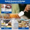 5-Piece Pie Server, E-far Hammered Stainless Steel Cake Server Spatula for Cutting Pastry Cheese Pizza, Serrated Edge with Square Handle, Mirror Polished & Dishwasher Safe-8.9 Inch(Hammered Round Handles)