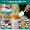 5-Piece Pie Server, E-far Hammered Stainless Steel Cake Server Spatula for Cutting Pastry Cheese Pizza, Serrated Edge with Square Handle, Mirror Polished & Dishwasher Safe-8.9 Inch(Hammered Square Handles)