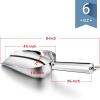 6 Ounce Ice Scoop Set of 2, E-far Platinum Black Stainless Steel Small Scoops for Ice Cube/Candy/Flour/Sugar, Metal Utility Scoops for Canisters, Baking, Kitchen Pantry, Rust Free(Silver)