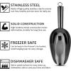 6 Ounce Ice Scoop Set of 2, E-far Platinum Black Stainless Steel Small Scoops for Ice Cube/Candy/Flour/Sugar, Metal Utility Scoops for Canisters, Baking, Kitchen Pantry, Rust Free(Black)