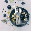 65-Piece Silverware Set with Serving Pieces, E-far Stainless Steel Hammered Flatware Eating Utensils Service for 12, Modern Tableware Cutlery Set with Square Edge, Mirror Polished, Dishwasher Safe(65-Piece)
