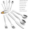 65-Piece Silverware Set with Serving Pieces, E-far Stainless Steel Hammered Flatware Eating Utensils Service for 12, Modern Tableware Cutlery Set with Square Edge, Mirror Polished, Dishwasher Safe(45-Piece)