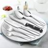 77-Piece Silverware Set with Steak Knives Serving Utensils, E-far Stainless Steel Flatware Cutlery Set for 12, Modern Tableware Eating Utensils for Restaurant Kitchen, Mirror Polished, Dishwasher Safe(77-Piece)