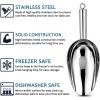 8 Ounce Ice Scoop Set of 2, E-far Stainless Steel Scoops for Ice Cube/Candy/Flour/Sugar, Metal Utility Scoops for Party, Baking, Kitchen Pantry, Rust Free & Dishwasher Safe(12 Ounce)