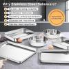 8 x 8-Inch Baking Pan, E-far Square Cake Brownie Baking Pans Stainless Steel Bakeware Set of 3, Fits in Small Toaster Oven, Non-toxic & Dishwasher Safe(6-Piece Set)