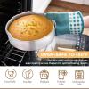 8 x 8-Inch Baking Pan, E-far Square Cake Brownie Baking Pans Stainless Steel Bakeware Set of 3, Fits in Small Toaster Oven, Non-toxic & Dishwasher Safe(6-Piece Set)