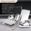 8 x 8-Inch Baking Pan, E-far Square Cake Brownie Baking Pans Stainless Steel Bakeware Set of 3, Fits in Small Toaster Oven, Non-toxic & Dishwasher Safe(9-Piece Set)