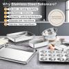 8 x 8-Inch Baking Pan, E-far Square Cake Brownie Baking Pans Stainless Steel Bakeware Set of 3, Fits in Small Toaster Oven, Non-toxic & Dishwasher Safe(9-Piece Set)