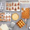 8 x 8-Inch Baking Pan, E-far Square Cake Brownie Baking Pans Stainless Steel Bakeware Set of 3, Fits in Small Toaster Oven, Non-toxic & Dishwasher Safe(9-Piece Set)