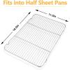 Baking Cooling Rack Set of 2, E-far 16.5″x11.5″ Stainless Steel Metal Roasting Cooking Racks, Fits in Half Sheet Cookie Pans, Non Toxic & Rust Free, Oven Proof & Dishwasher Safe(Ladder(16.6” x 11.6”))