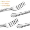 Dinner Forks Set of 12, E-far 7.9 Inch Stainless Steel Forks for Home, Kitchen or Restaurant, Non-toxic & Mirror Polished, Scalloped Edge & Dishwasher Safe(6.7 Inches)