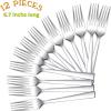 Dinner Forks Set of 6, E-far 7.9 Inch Stainless Steel Forks for Home, Kitchen or Restaurant, Non-toxic & Mirror Polished, Squared Edge & Dishwasher Safe(6.7 Inches)