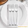 Dinner Forks Set of 6, E-far 7.9 Inch Stainless Steel Forks for Home, Kitchen or Restaurant, Non-toxic & Mirror Polished, Squared Edge & Dishwasher Safe(7.9 Inches)