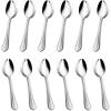 Dinner Spoons Set of 12, E-far 7.9 Inch Stainless Steel Soup Spoons Tablespoons for Home, Kitchen or Restaurant, Non-toxic & Mirror Polished, Scalloped Edge & Dishwasher Safe(6.7 Inches)