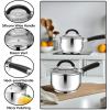 E-far 1 Quart Sauce Pan with Lid, Tri-Ply Base Stainless Steel Small Saucepan with Stay-Cool Handle, Non-toxic Kitchen Cooking Sauce Pot, Compatible with All Cooktops, Dishwasher Safe(2 Quart)