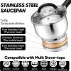E-far 1 Quart Sauce Pan with Lid, Tri-Ply Base Stainless Steel Small Saucepan with Stay-Cool Handle, Non-toxic Kitchen Cooking Sauce Pot, Compatible with All Cooktops, Dishwasher Safe(1 Quart)