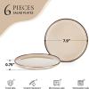 E-far 10.5” Ceramic Dinner Plates Set of 6, Large Reactive Glaze Stoneware Dishes, Round Salad Plate for Home Kitchen Restaurant, Microwave & Dishwasher Safe – Deep Sea Blue(Sandy Beige)