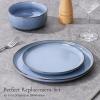 E-far 10.5” Ceramic Dinner Plates Set of 6, Large Reactive Glaze Stoneware Dishes, Round Salad Plate for Home Kitchen Restaurant, Microwave & Dishwasher Safe – Deep Sea Blue(Ocean Blue)