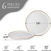 E-far 10.5” Ceramic Dinner Plates Set of 6, Large Reactive Glaze Stoneware Dishes, Round Salad Plate for Home Kitchen Restaurant, Microwave & Dishwasher Safe – Deep Sea Blue(Seashell White)