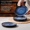 E-far 10.5” Ceramic Dinner Plates Set of 6, Large Reactive Glaze Stoneware Dishes, Round Salad Plate for Home Kitchen Restaurant, Microwave & Dishwasher Safe – Deep Sea Blue(Deep Sea Blue)