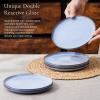 E-far 10.5” Ceramic Dinner Plates Set of 6, Large Reactive Glaze Stoneware Dishes, Round Salad Plate for Home Kitchen Restaurant, Microwave & Dishwasher Safe – Deep Sea Blue(Ocean Blue)