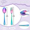E-far 10-Piece Rainbow Toddler Utensils, Kid Stainless Steel Silverware Set, Children Safe Forks and Spoons Set for Self Feeding, Healthy & Non-Toxic, Mirror Polished & Easy to Clean(Rainbow)