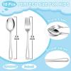 E-far 10-Piece Rainbow Toddler Utensils, Kid Stainless Steel Silverware Set, Children Safe Forks and Spoons Set for Self Feeding, Healthy & Non-Toxic, Mirror Polished & Easy to Clean(Silver)