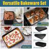 E-far 12.3×9.5×1 Inch Cookie Sheet for Baking, Nonstick Metal Oven Tray Pan for Cookies Jellyroll Cake, Nontoxic Rectangle Carbon Steel Baking Pan for Toaster Oven, Warp Resistant & Easy Clean(6)