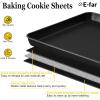 E-far 12.3×9.5×1 Inch Cookie Sheet for Baking, Nonstick Metal Oven Tray Pan for Cookies Jellyroll Cake, Nontoxic Rectangle Carbon Steel Baking Pan for Toaster Oven, Warp Resistant & Easy Clean(3)
