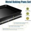 E-far 12.3×9.5×1 Inch Cookie Sheet for Baking, Nonstick Metal Oven Tray Pan for Cookies Jellyroll Cake, Nontoxic Rectangle Carbon Steel Baking Pan for Toaster Oven, Warp Resistant & Easy Clean(6)