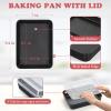 E-far 12.5 x 9.7 Inch Baking Pan, Nonstick Stainless Steel Rectangle Cake Pan for Baking Brownies Casseroles Lasagna, Stainless Steel Core & Nonstick Coating, Non-toxic & Oven Safe(2)