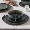 E-far 12-Piece Reactive Glaze Dinnerware Sets, Ceramic Dishes Set for 4, Stoneware Plates and Bowls Dinning Ware, Microwave & Dishwasher Safe – Ocean Blue(Obsidian Green)