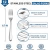 E-far 12-Piece Salad Forks, Stainless Steel 6.7 Inches Stainless Steel Fork Set for Home Kitchen Restaurant, Mirror Finish, Dishwasher Safe(Raindrop Handle)