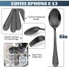 E-far 12-Piece Small Coffee Spoons, 6-Inch Stainless Steel Mini Espresso Spoons for Coffee/Sugar/Tea, Hammered Design & Rust Free, Dishwasher Safe(Black)