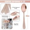 E-far 12-Piece Small Coffee Spoons, 6-Inch Stainless Steel Mini Espresso Spoons for Coffee/Sugar/Tea, Hammered Design & Rust Free, Dishwasher Safe(Copper)