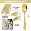 E-far 12-Piece Small Coffee Spoons, 6-Inch Stainless Steel Mini Espresso Spoons for Coffee/Sugar/Tea, Hammered Design & Rust Free, Dishwasher Safe(Gold)