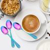 E-far 12-Piece Small Coffee Spoons, 6-Inch Stainless Steel Mini Espresso Spoons for Coffee/Sugar/Tea, Hammered Design & Rust Free, Dishwasher Safe(Rainbow)