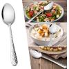 E-far 12-Piece Stainless Steel Hammered Dinner Spoons Set, Modern Silver Large Soup Spoons for Home, Kitchen, Restaurant, Round Edge & Mirror Polished, Dishwasher Safe – 7.9 Inches(7.9 Inches)