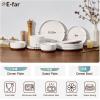 E-far 12-Piece Stoneware Dinnerware Sets, Plates and Bowls Sets for 4, Ceramic Dishware Dishes Set with Terracotta Base, Chip & Scratch Resistant, Microwave & Dishwasher Safe, Speckled White(Whisper White)