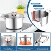 E-far 12-Quart Stock Pot, 18/10 Stainless Steel Stockpot with Lid for Cooking Simmering Soup Stew, Heavy Duty Cookware Works w/Induction, Non-toxic & Corrosion Resistant, Dishwasher Safe(6 Quarts)