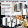 E-far 12-Quart Stock Pot, 18/10 Stainless Steel Stockpot with Lid for Cooking Simmering Soup Stew, Heavy Duty Cookware Works w/Induction, Non-toxic & Corrosion Resistant, Dishwasher Safe(5 Quarts)