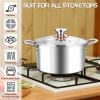 E-far 12-Quart Stock Pot, 18/10 Stainless Steel Stockpot with Lid for Cooking Simmering Soup Stew, Heavy Duty Cookware Works w/Induction, Non-toxic & Corrosion Resistant, Dishwasher Safe(5 Quarts)