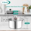 E-far 12-Quart Stock Pot, 18/10 Stainless Steel Stockpot with Lid for Cooking Simmering Soup Stew, Heavy Duty Cookware Works w/Induction, Non-toxic & Corrosion Resistant, Dishwasher Safe(4 Quarts)