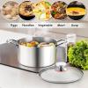 E-far 12-Quart Stock Pot, 18/10 Stainless Steel Stockpot with Lid for Cooking Simmering Soup Stew, Heavy Duty Cookware Works w/Induction, Non-toxic & Corrosion Resistant, Dishwasher Safe(4 Quarts)