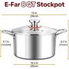 E-far 12-Quart Stock Pot, 18/10 Stainless Steel Stockpot with Lid for Cooking Simmering Soup Stew, Heavy Duty Cookware Works w/Induction, Non-toxic & Corrosion Resistant, Dishwasher Safe(8 Quarts)